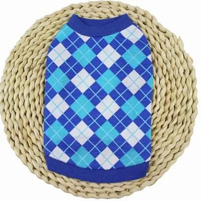 Spring Summer Hot Sale Dog Cat Lovers Outfit Cotton Vest Classic Rhombus Grid Printed Small Medium-Sized Dog Pet Clothing