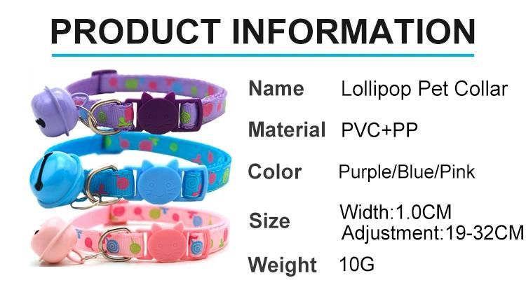 New Colorful Customized Cat Collar Lollipop Pattern Cat Shape Safety Buckle Cat Dog Collar