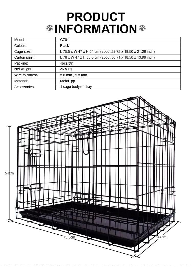 Hot Sale in The U. S. Good Quality Bold Large Double Door Folding Dog Cage with Side Door