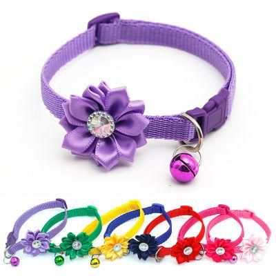 Manufacturer Wholesale Multi-Colors Solid Printed Adjustable Nylon Cat Dog Collar with Bell