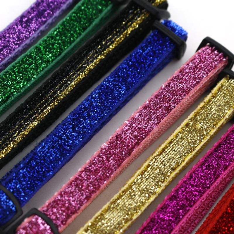 Soft Velvet Colorful Sparkles Glitter Breakaway Buckle Cat Collar with Bell