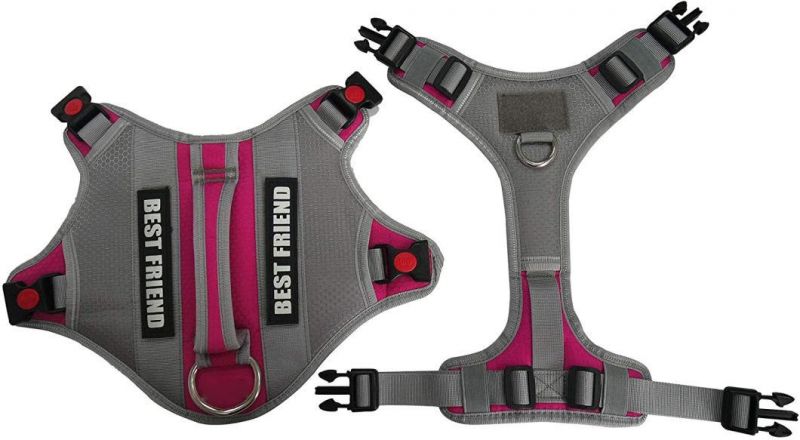 Flexi Pink Color Service Dog Harness with Breathable Mesh and Reflective Fabric