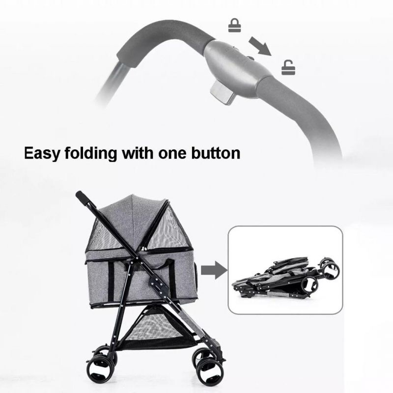 Designer Pet Stroller Foldable Pet Stroller Manufacturer Luxury 4 Wheels Dog Stroller