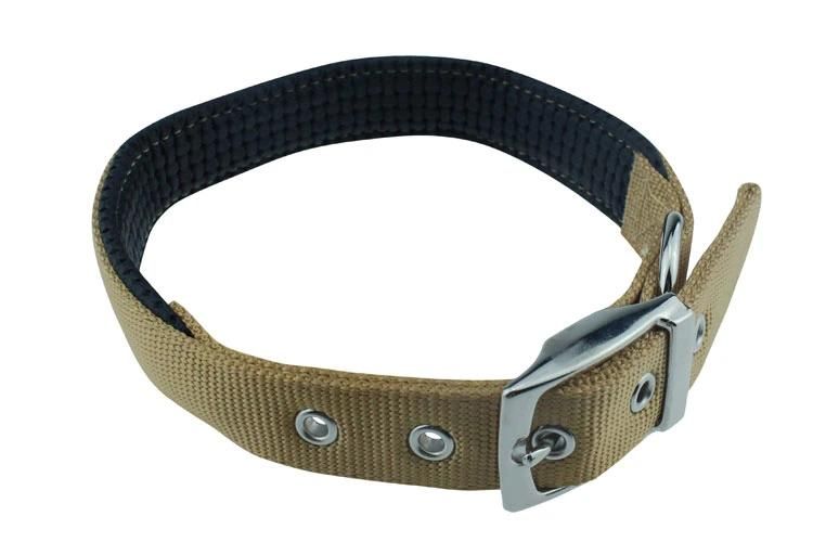 High Quality Soft Strong Nylon Webbing Double Layer Dog Collar with Metal Belt Buckle