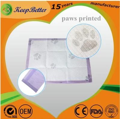 Incontinence Supply Paws Printing Disposable Pet Mat Puppy Toilet Pad for Dog Pet PEE Training Quilt Pattern
