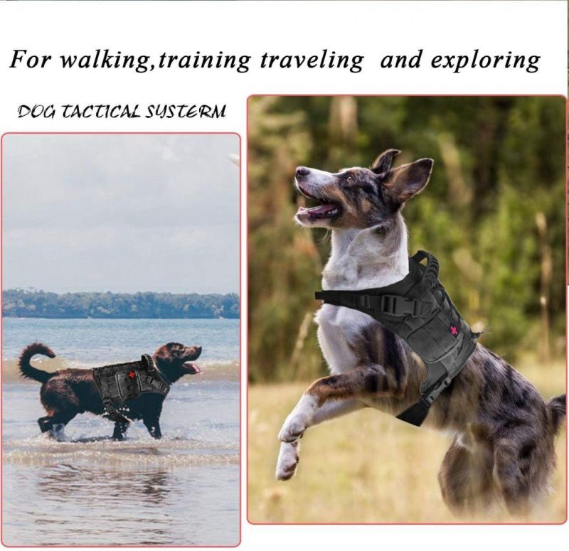 Tactical Service Dog Vest Harness Outdoor Training Handle Water-Resistant Dog Harness