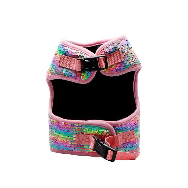 Personalized Service Fashion Sequin Polyester Backpack Heavy Duty Dog Harness with Handle