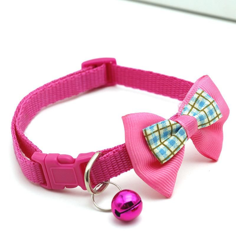 Fashion Plaid Bow Tie Cat Collar with Bell Adjustable Breakaway Buckle Pet Collar for Dog Cat