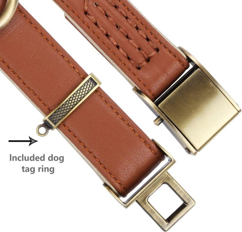 Quick Release Metal Buckle Soft and Strong Leather Dog Collar