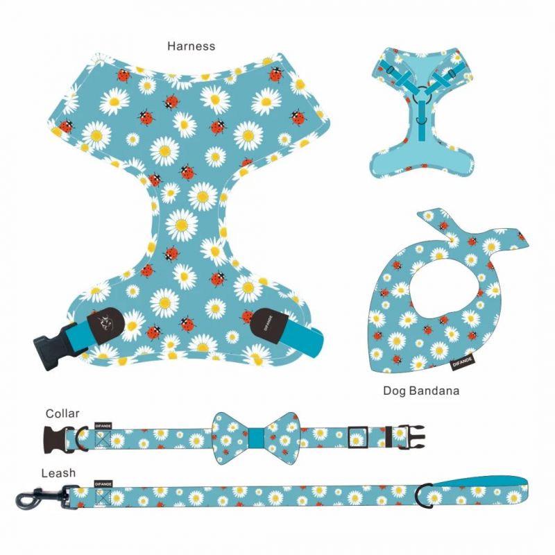 Amazon Hot Selling Luxury Brand Adjustable Breathable Pet Dog Harness Leash Set