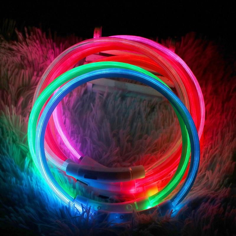 USB Charging Pet Collar LED Tube Flashing Night Dog Collars Glowing Safety Pets Collar