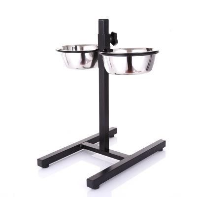 Factory Custom Dog Bowls Stainless Steel Double Pet Dog Bowls Adjustable Height Stand Feeding Station