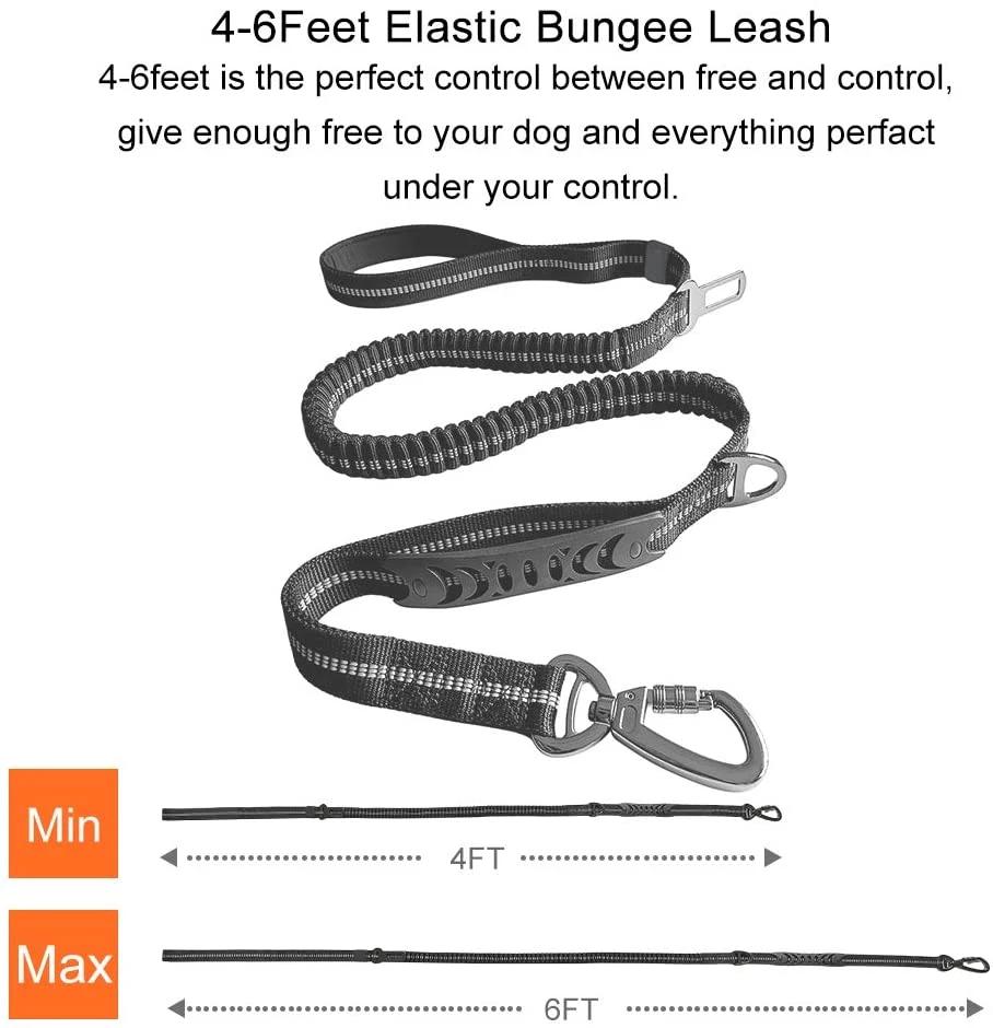 6FT Strong Bungee Dog Leash with Upgraded Reflective for Medium Large Dogs