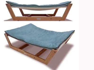 Bamboo Pet Hammock Bed Dog Bed with Machine Washable Mat