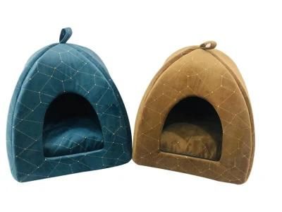 Soft Terry Pyramid Hut Cat Pet Bed