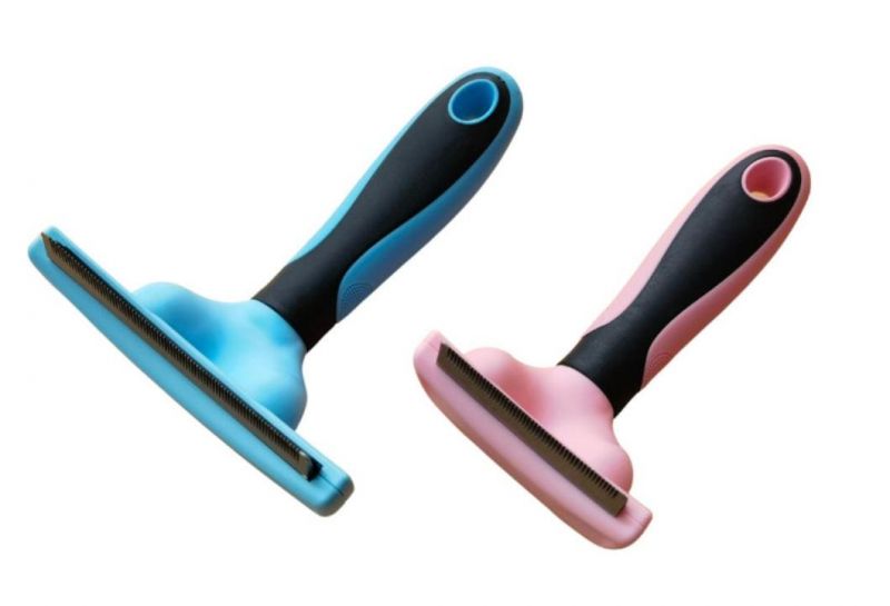 Dog Cat Grooming Brush Comb Reduce Shedding Hair Pet Accessories Curved Cutter Pink-S