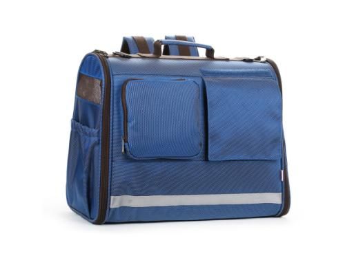 Blue Portable Pet Carrier Pet Dog Bags Carry Bag Puppy Travel Bag Mesh Double Shoulder Backpack with Adjustable Belt Socket