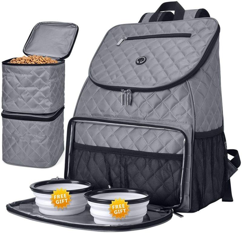 Weekender Travel Food Carriers and Collapsible Bowls Dog Travel Bag Backpack