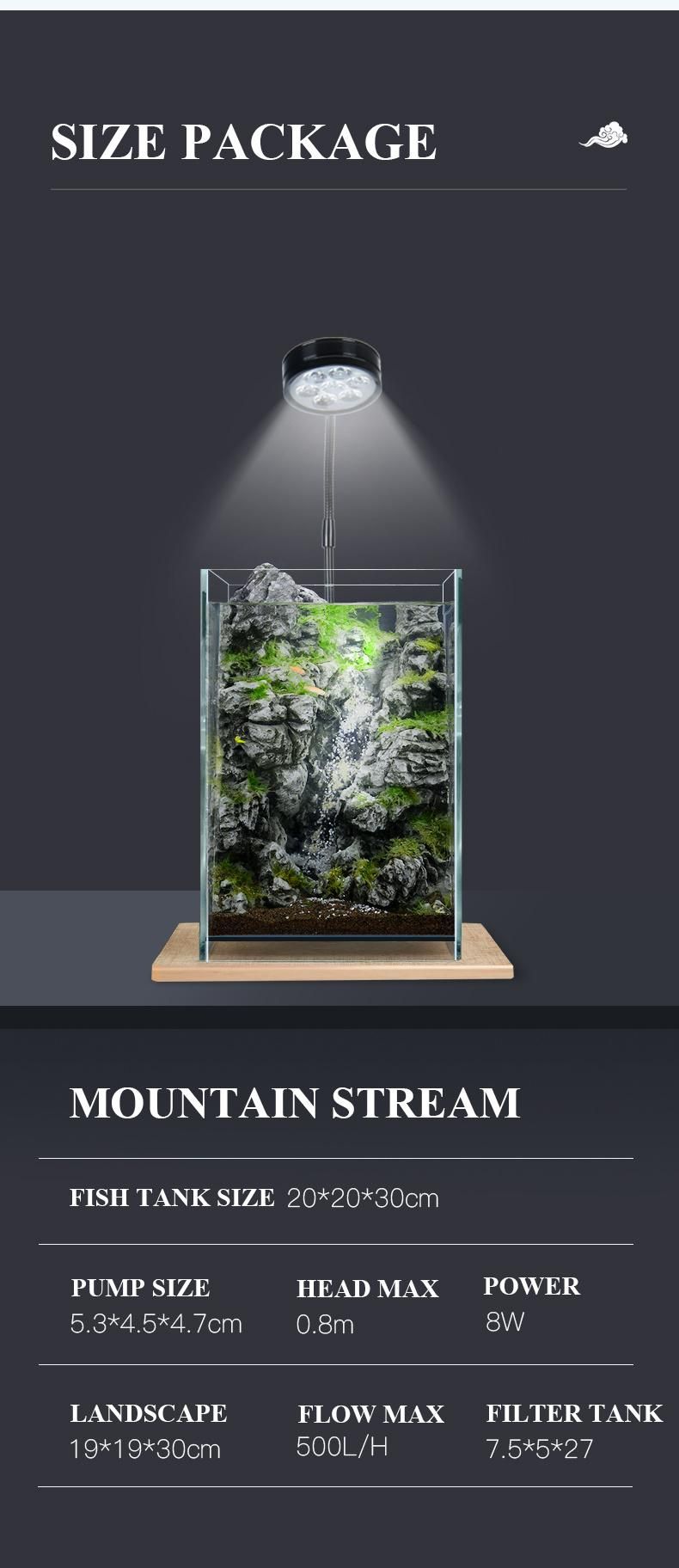 Yee Fish Tanks Small Glass Ecological Landscape Aquarium with Accessories