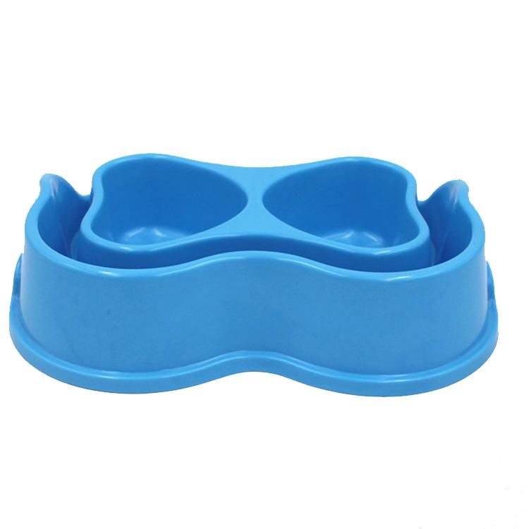 Blue Caring Pet Bowl Double Grid Dog Bowl Pet Food Bowl Large Melamine Two Grid Cat and Dog Feeding Bowl Luxury
