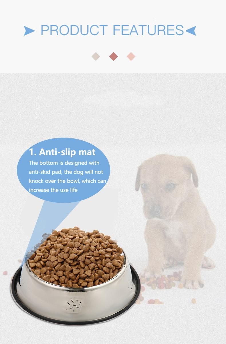 Wholesale Stainless-Steel Non-Skid Silicone Mat Pet Dog Feeder Water Bowl