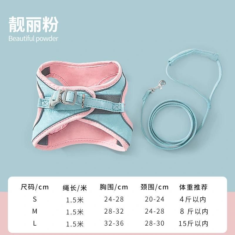 Breathable Mesh Pet Vest Harness and Leash Set Small Dog Puppy Cat Collar for Bulldog