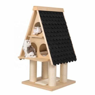 OEM Wholesale Cat Tree House Dog House Pet House Small Animal Hideout House Habitats Decor Hideaway Cage Wooden Living Hut