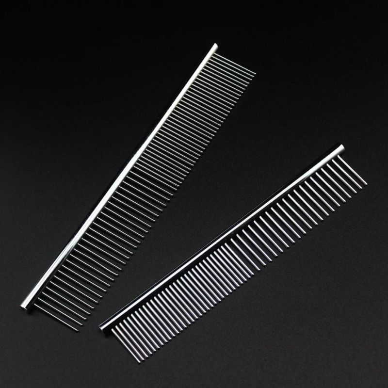 Manufacturer Customized Dematting Stainless Steel Sparse and Dense Dog Comb Pet Grooming