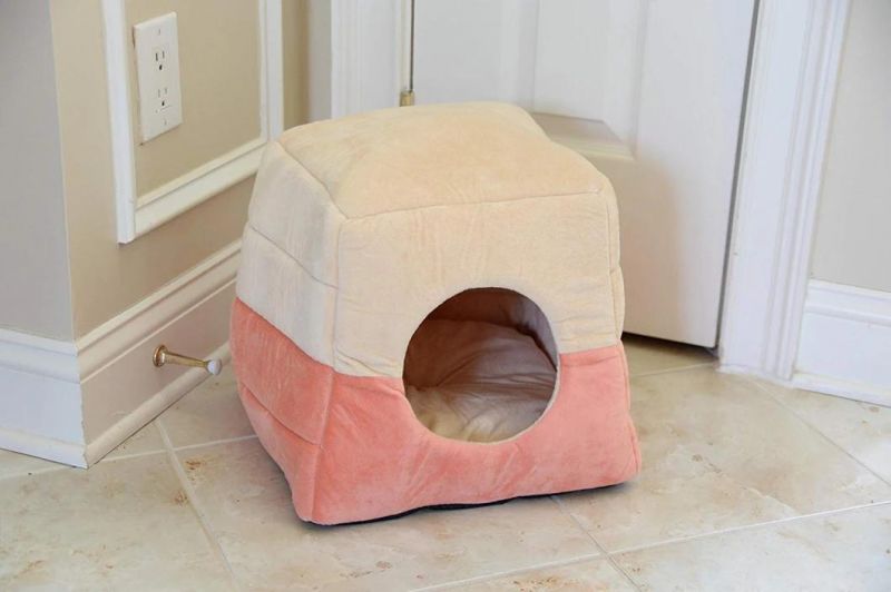 Cat Igloo Bed Raised Cat Tent Bed with Plush Lining
