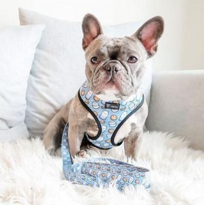 High Quality Soft No Pull Pet Adjustable Reversible Designer Dog Harness Leash Collar Poo Bag Holder Set