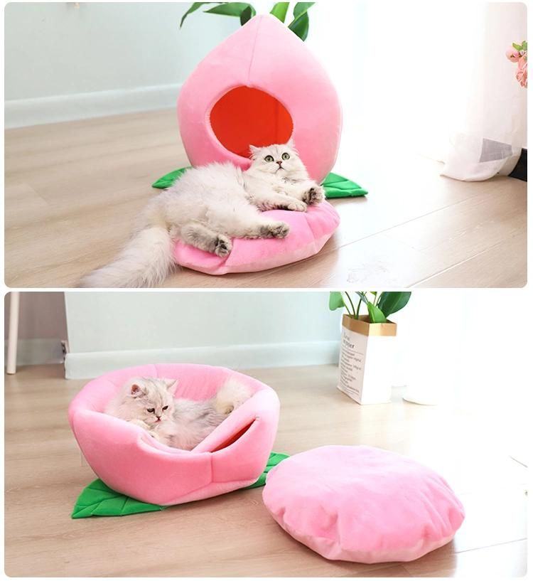 Fruit Peach Shape Warm Soft Pet Nest Bed for Small Animals Sleeping Bag for Dog Cat