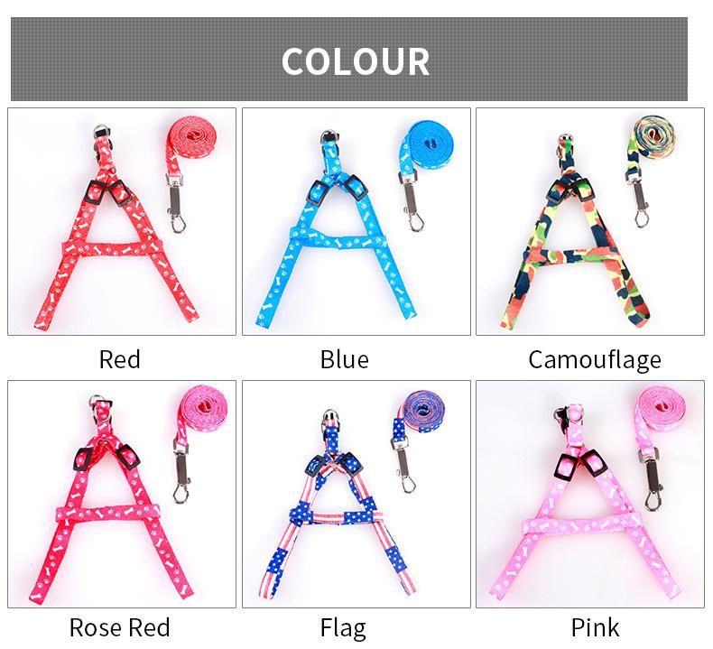 2022 Polyester Printing No Pull Multi-Colors Training Adjustable Pet Harness