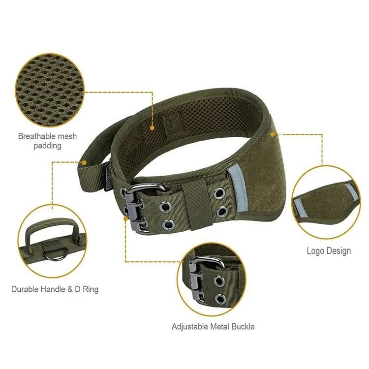 Adjustable Dog Collars Military Heavy Duty Metal Buckle Tactical Collar