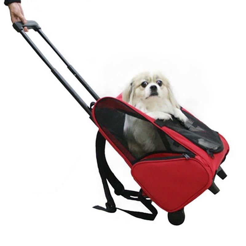 Multifunctional Pet Carrier 4 Wheels Dog Travel Stroller Rolling Bag