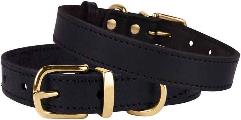 Genuine Leather Dog Collar Adjustable Durable Pet Collars for Dogs Small Medium Large Puppy Black Brown Red Pink Purple Green