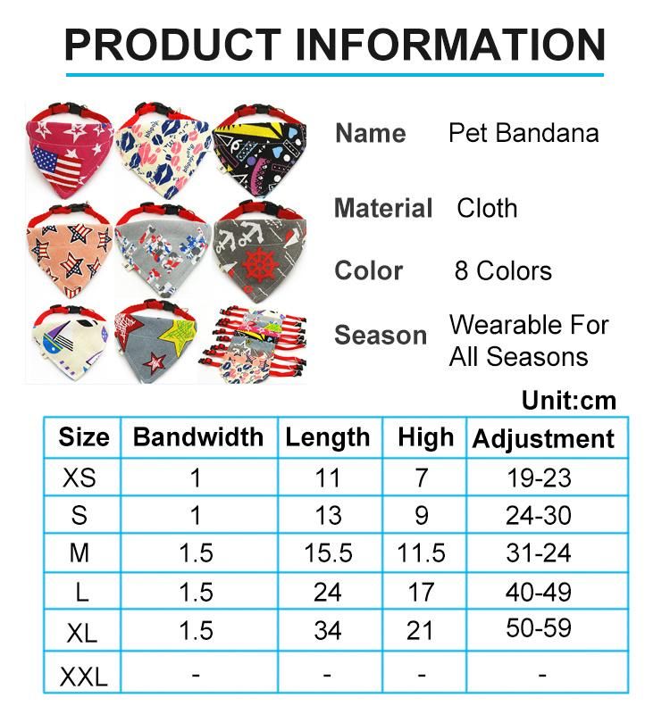 Wholesale Multiple Sizes Cotton Polyester Triangle Collar Bandana Dog Scarf Bandanas Bibs for Dogs Puppies