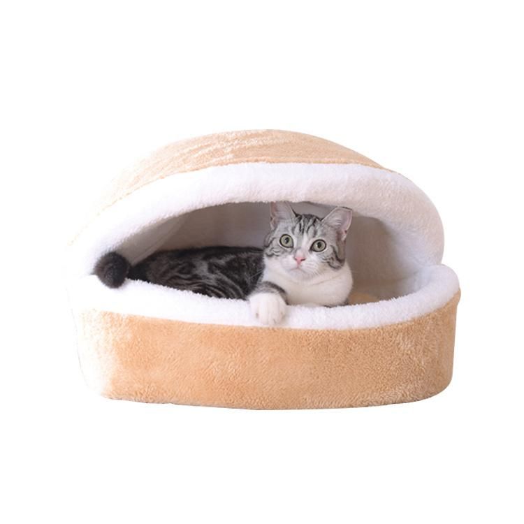 New Design Hamburger Style Winter Warm Breathable Shell Nest House Pet Dog Cat Cave Bed