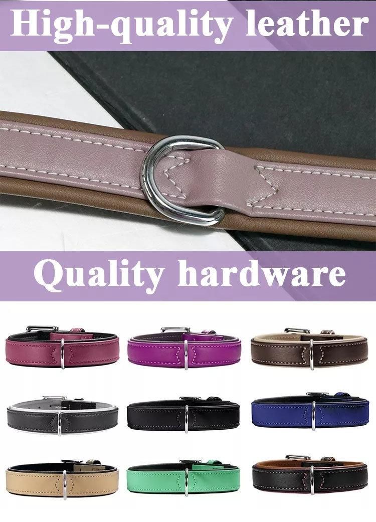 Wear-Resistant Dog Leather Leash PU Leather Dog Collar Pet Collars