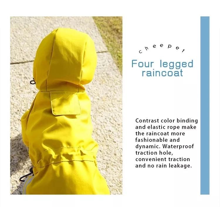 Hot Selling Dog Pet Raincoat Reflective Dog Clothes New Hooded Outdoor Raincoat Wholesale