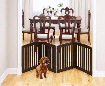 Large Foldable Adjustable Freestanding Wood Gate Pet Door Dog Safety Fence