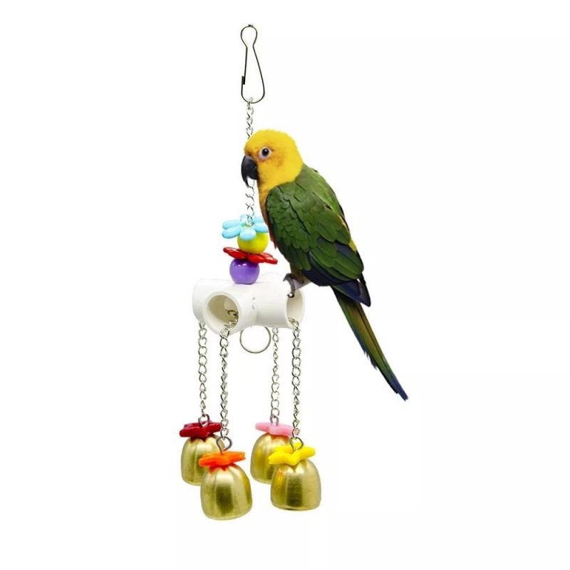 Hanging Bell Bird Chew Toy for Parakeet Cockatiel Conure Lovebirds Finch Canary Aeolian Bell Bird Parrot Toys Pet Bird Cage Toy