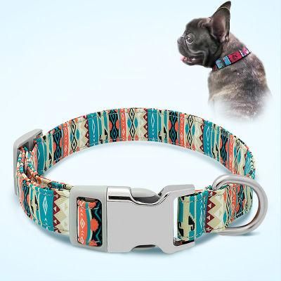 No Minimum Order Quantity Custom Pattern Dog Accessories Polyester Woven Pet Collar and Leash