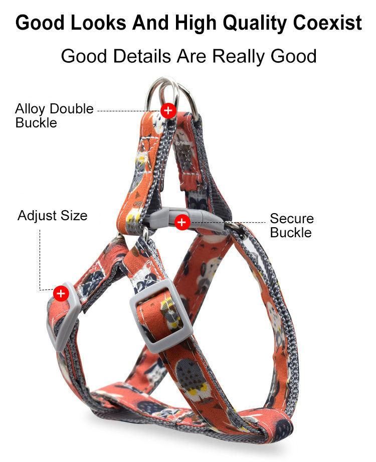 Adjustable Blank Pattern Pet Lope Heavy Duty Dog Puppy Cat Sublimation Collar Leash Harness Set