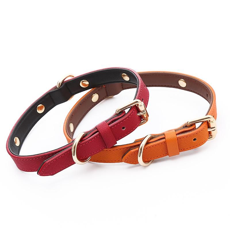 OEM Luxury Genuine Leather Dog Collar Soft Padded Puppy Leather Large Collars for Large Medium Small Dogs