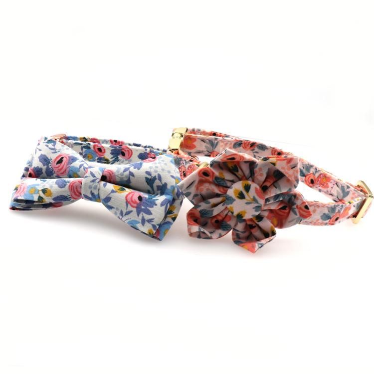 Free Design Eco-Friendly Decorative Soft Polyester Custom Printed Dog Collar Leash with Flower