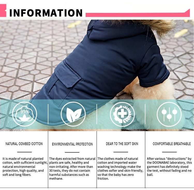Thicken One Pocket Korean Style Cotton Hoodie Warm Dog Jacket Coat Costume Winter Dog Clothes