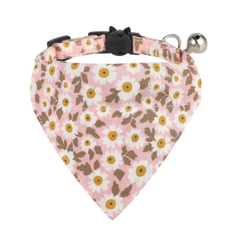 Wholesale Pet Product Soft Cotton Cat Collar Breakaway Pet Cat Collar Cat Bandana with Bell and Bow Tie