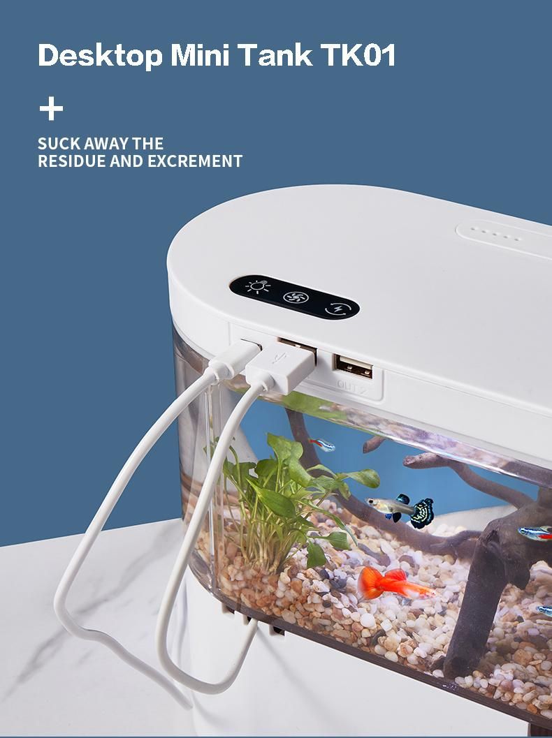 1-Gallon Mini Desktop Aquarium Kit Safe Acrylic White