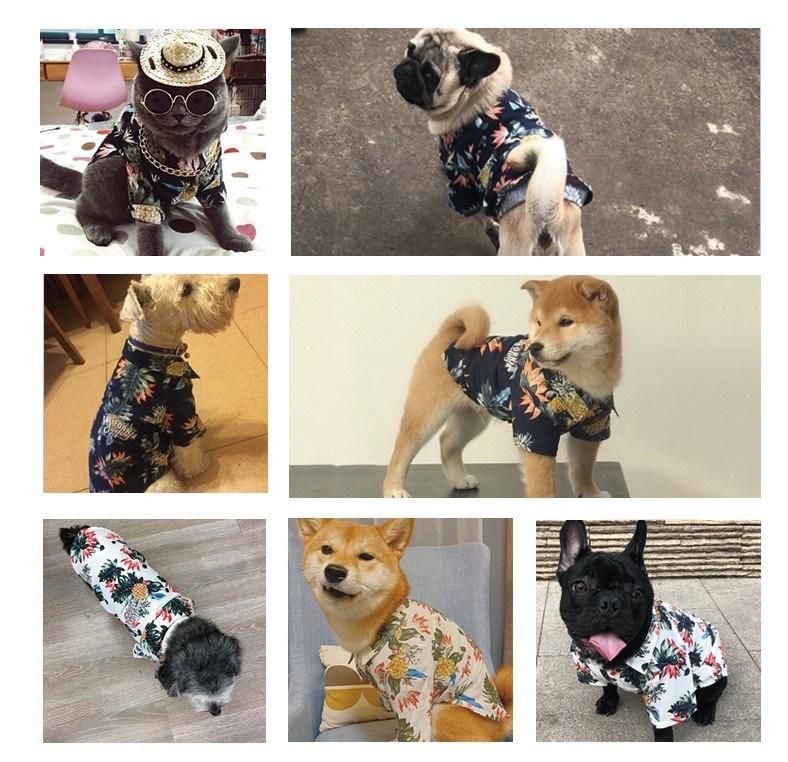 Spring and Summer Hawaiian Print Shirt Small and Medium Teddy Shiba Inu Pet Clothes