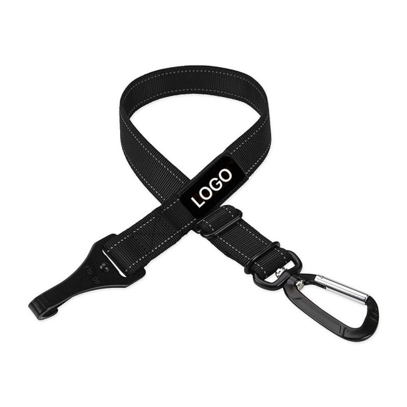 Custom Colorful Reversible Nylon Bungee Dog Car Seat Belt Leash for Dog Pet Supplier with Hook Lock